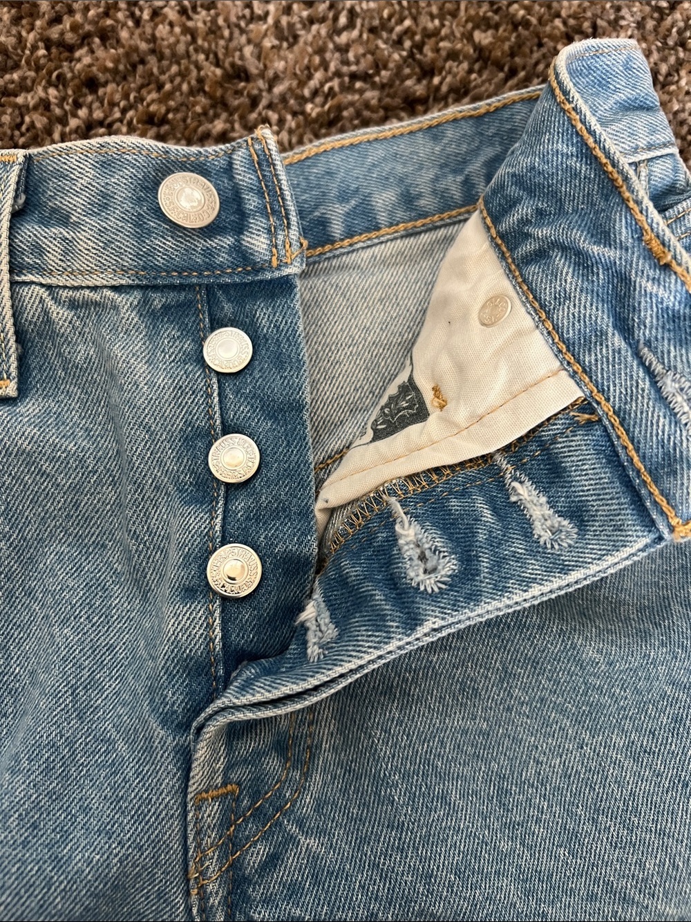Levi's Light Blue High-Rise Cutoff Denim Shorts - Picture 9 of 13